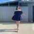 Sırtı Fiyonk Detaylı Arya Lacivert Elbise