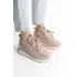 Alya Bağcıklı Ortopedik Taban Taşlı Kadın Sneaker Spor Ayakkabı Bt - Krem