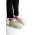 Brıanna Bağcıklı Ortopedik Taban Renkli Taş Dekorlu Kadın Sneaker Spor Ayakkabı  Ckt - Krem/altın