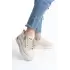 Dına Bağcıklı Fermuarlı Ortopedik Taban Kadın Sneaker Spor Ayakkabı  Kt - Krem/altın