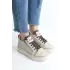 Dına Bağcıklı Fermuarlı Ortopedik Taban Kadın Sneaker Spor Ayakkabı  Kt - Krem/gri/altın