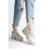 Jane Bağcıklı Ortopedik Taban Kadın Sneaker Spor Ayakkabı  Kt - Krem