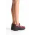 K-708 Bordo Kırışık Rugan Tokalı Yüksek Tabanlı Loafer Ayakkabı