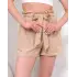 Kuşaklı Keten Şort Bej S255265