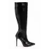 Ls-226 Siyah Kırışık Rugan Fermuarlı Lastikli İnce Yüksek Topuklu Kadın Çizme