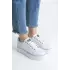 Mına Bağcıklı Ortopedik Taban Kadın Sneaker Spor Ayakkabı  Bt - Beyaz/gümüş