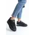 Mına Bağcıklı Ortopedik Taban Kadın Sneaker Spor Ayakkabı St - Siyah/gümüş