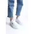 Prag Bağcıklı Ortopedik Taban Desenli Kadın Sneaker Spor Ayakkabı  Bt - Beyaz
