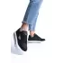 Prag Bağcıklı Ortopedik Taban Desenli Kadın Sneaker Spor Ayakkabı  Bt - Siyah