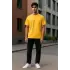 Regular Kalıp Kadın - Erkek Unisex Basic Tişört Sarı