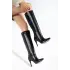 S-2007 Siyah Kırışık Fermuarlı Günlük Bayan Çizme