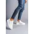 Cool Bağcıklı Keten Erkek Günlük Spor Klasik Beyaz Ayakkabı