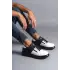 Warrior Bağcıklı ve Fermuarlı Cilt Erkek Günlük Sneaker Siyah-Beyaz Ayakkabı