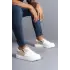 Warrior Bağcıklı ve Fermuarlı Cilt Süet Erkek Günlük Sneaker Beyaz-Krem Ayakkabı
