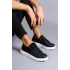 Warrior Bağcıklı ve Fermuarlı Cilt Süet Erkek Günlük Sneaker Siyah Ayakkabı