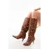 Sr-2001 Leopar İnce Topuklu Günlük Bayan Çizme