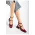 Bordo Rugan Günlük 4 Cm Topuklu Bayan Ayakkabı