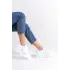 Valencıa Bağcıksız Cırt Cırtlı Ortopedik Taban Kadın Sneaker Spor Ayakkabı Bt - Beyaz