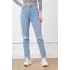 Yüksek Bel Yırtmaçlı Mom Jean Pantolon