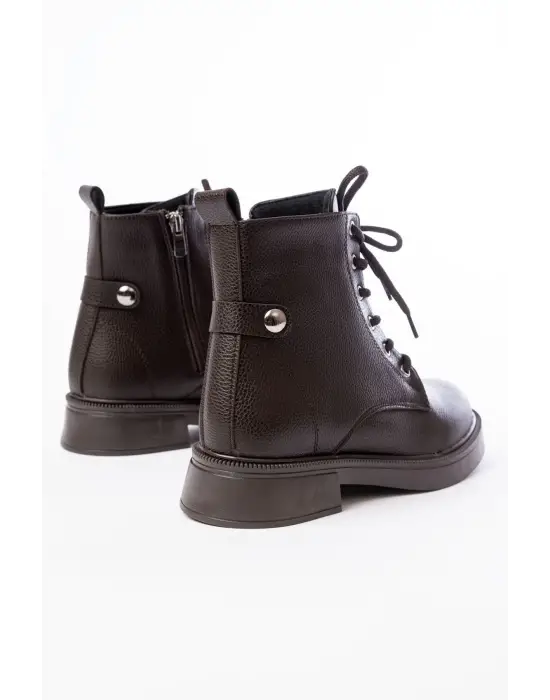 Kahve Galata Bağcıklı Fermuarlı Günlük Kadın Bot