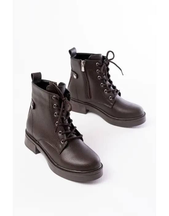 Kahve Galata Bağcıklı Fermuarlı Günlük Kadın Bot