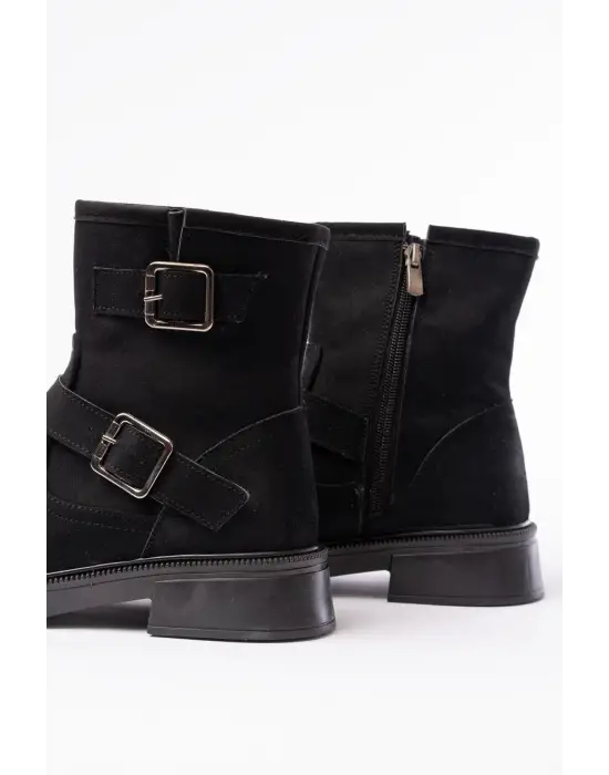 Siyah Süet Toka Aksesuarlı Günlük Kadın Bot