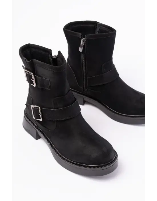 Siyah Süet Toka Aksesuarlı Günlük Kadın Bot