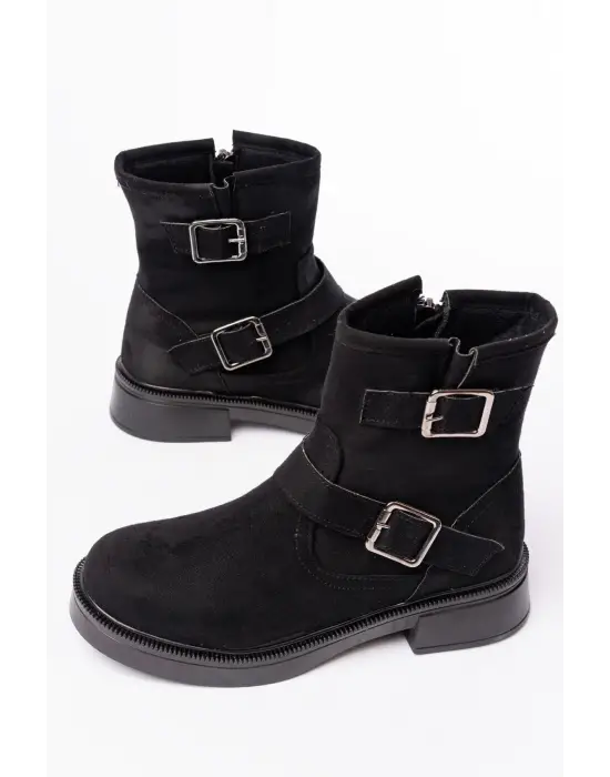 Siyah Süet Toka Aksesuarlı Günlük Kadın Bot