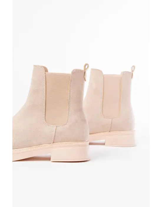 Bej Süet Lastikli Günlük Kadın Bot