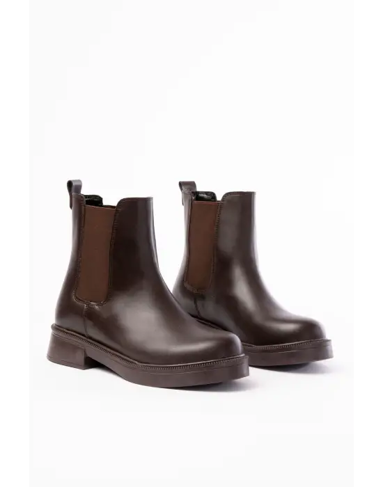 Kahverengi Lastikli Günlük Kadın Bot