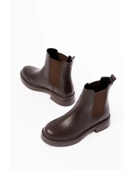 Kahverengi Lastikli Günlük Kadın Bot