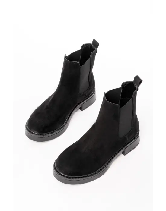 Siyah Süet Lastikli Günlük Kadın Bot