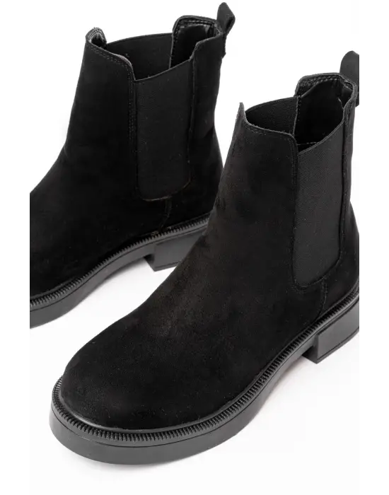 Siyah Süet Lastikli Günlük Kadın Bot