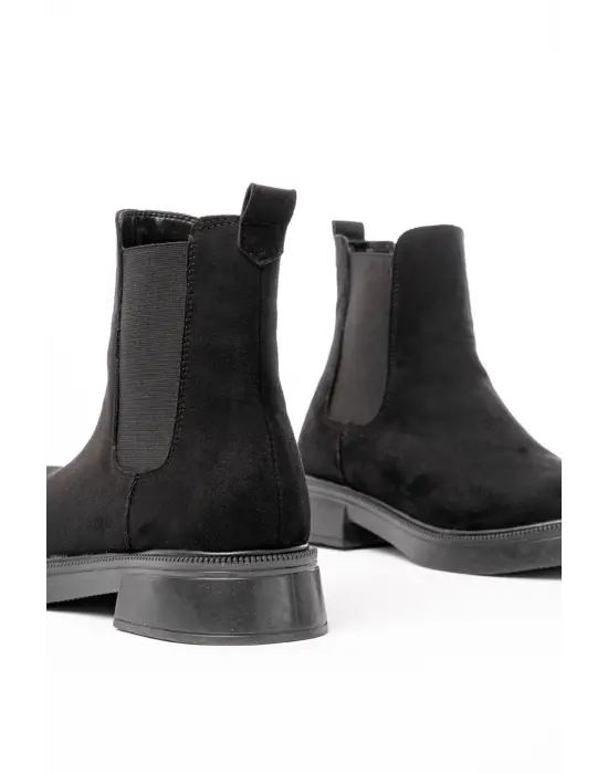 Siyah Süet Lastikli Günlük Kadın Bot