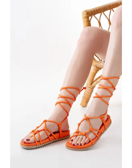 Orange Bilekten Bağcıklı Kadın Sandalet