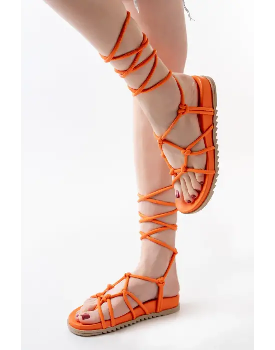 Orange Bilekten Bağcıklı Kadın Sandalet