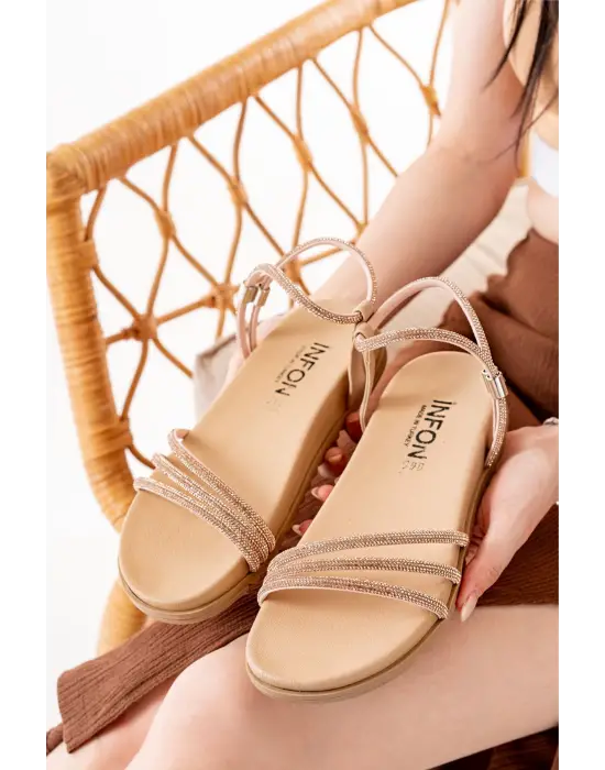 Nut Roze Taşlı Günlük Kadın Sandalet