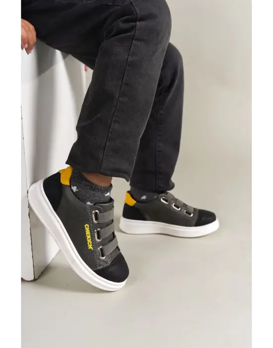 1007 Montana Çocuk Ayakkabı Siyah-Gri-Sarı