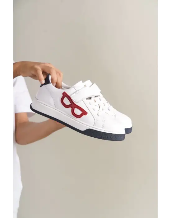 1011 Glasses-X Çocuk Ayakkabı Beyaz Kırmızı Lacivert