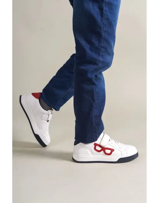 1011 Glasses-X Çocuk Ayakkabı Beyaz Kırmızı Lacivert