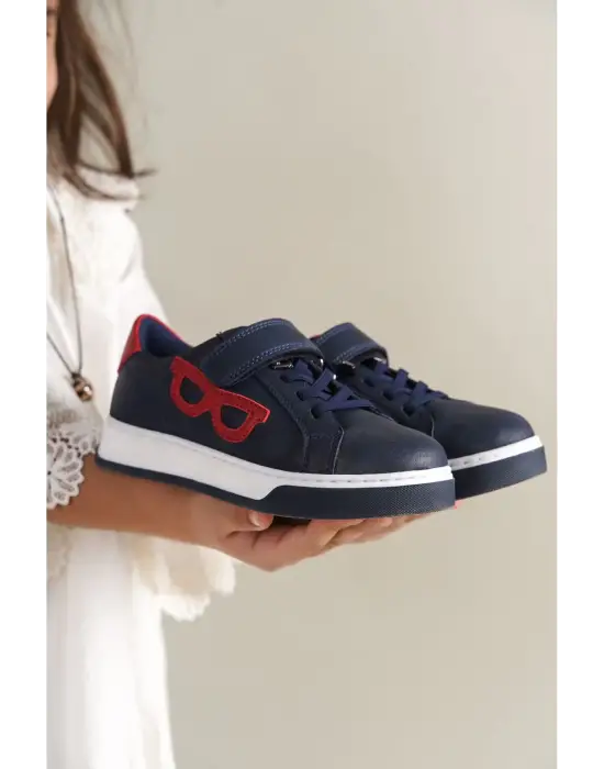 1011 Glasses-X Çocuk Ayakkabı Lacivert Kırmızı Beyaz