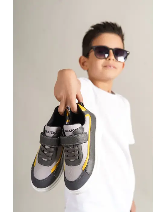 1015 Star-X Çocuk Ayakkabı Gri Beyaz Sarı