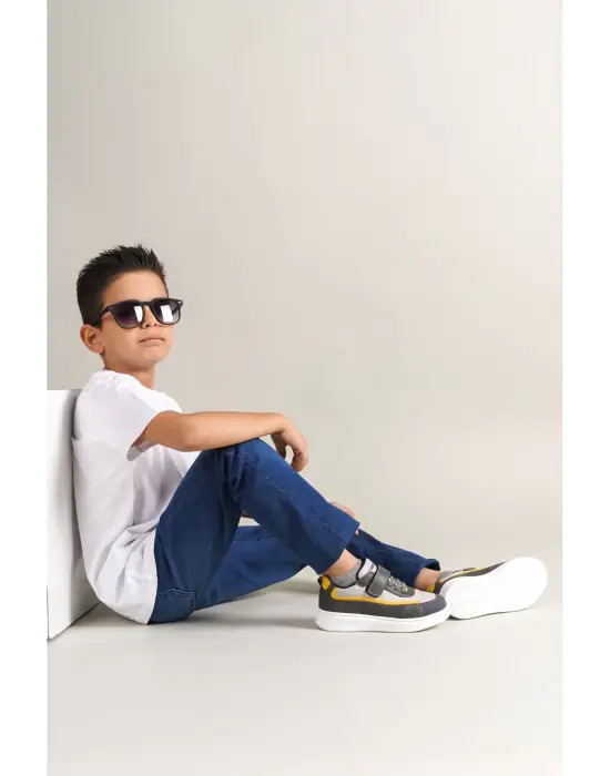 1015 Star-X Çocuk Ayakkabı Gri Beyaz Sarı