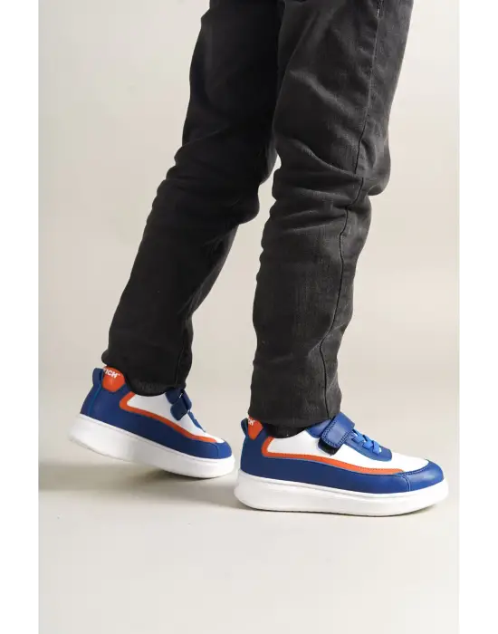 1015 Star-X Çocuk Ayakkabı Mavi Beyaz Turuncu