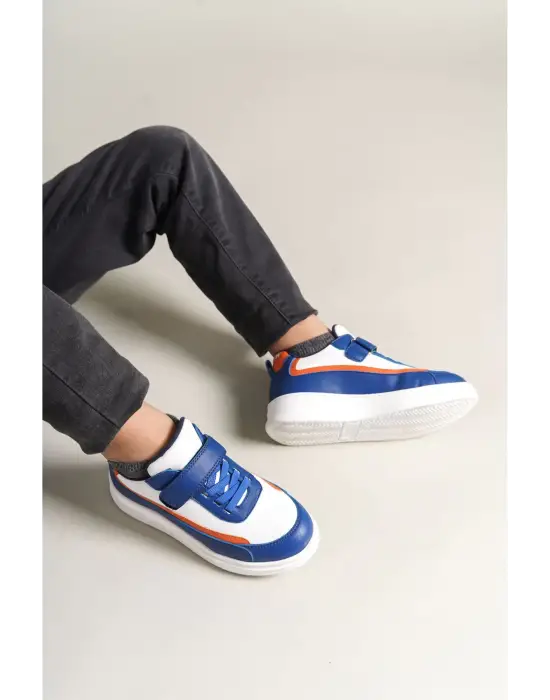 1015 Star-X Çocuk Ayakkabı Mavi Beyaz Turuncu