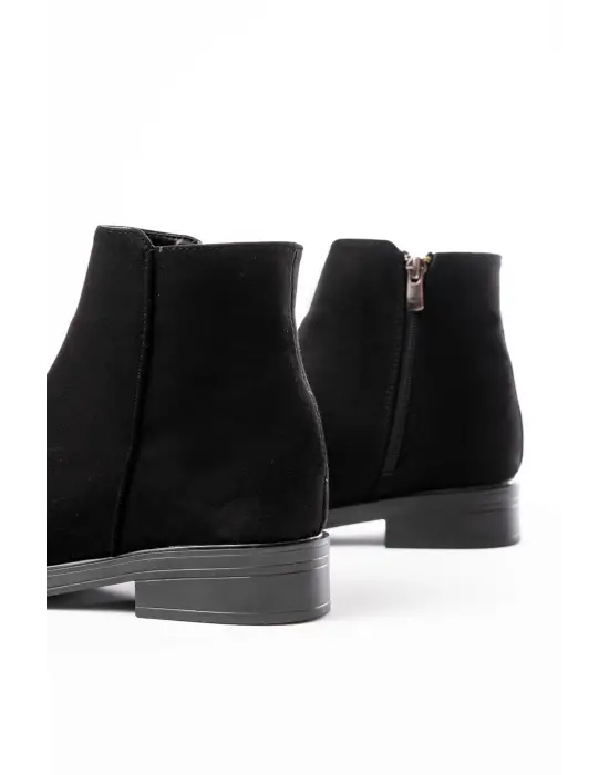 Siyah Süet Fermuarlı Günlük Kadın Bot