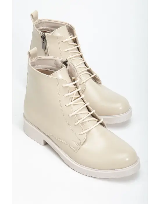 165-225 Bej Yanki Bağcıklı Fermuarlı Günlük Kadın Bot