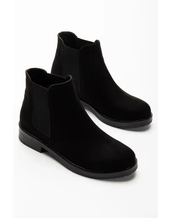 165-230 Siyah Süet Lastikli Günlük Kadın Bot