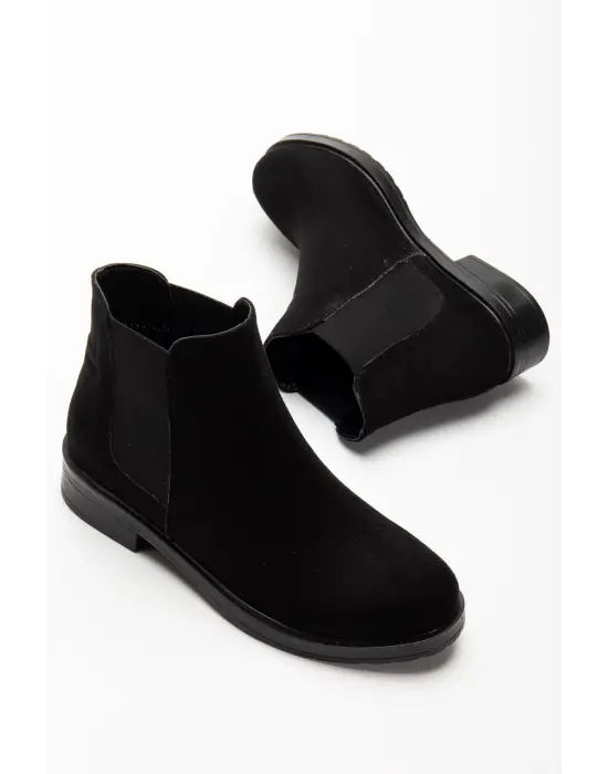 165-230 Siyah Süet Lastikli Günlük Kadın Bot