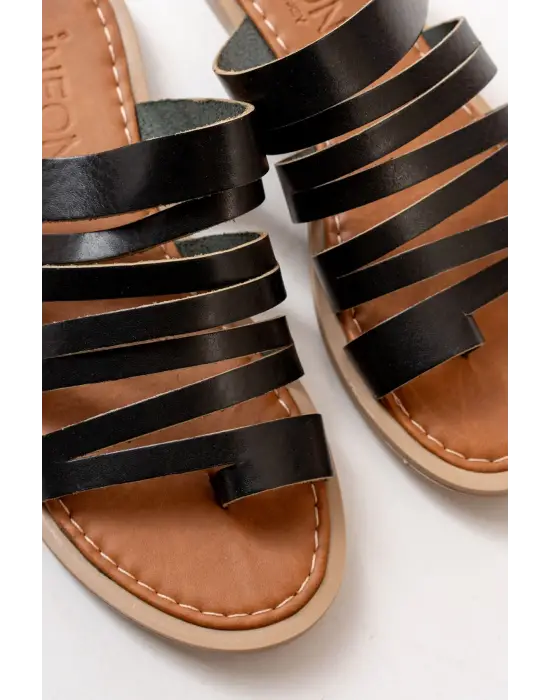 Siyah Ortopedik Hakiki Deri Kadın Terlik